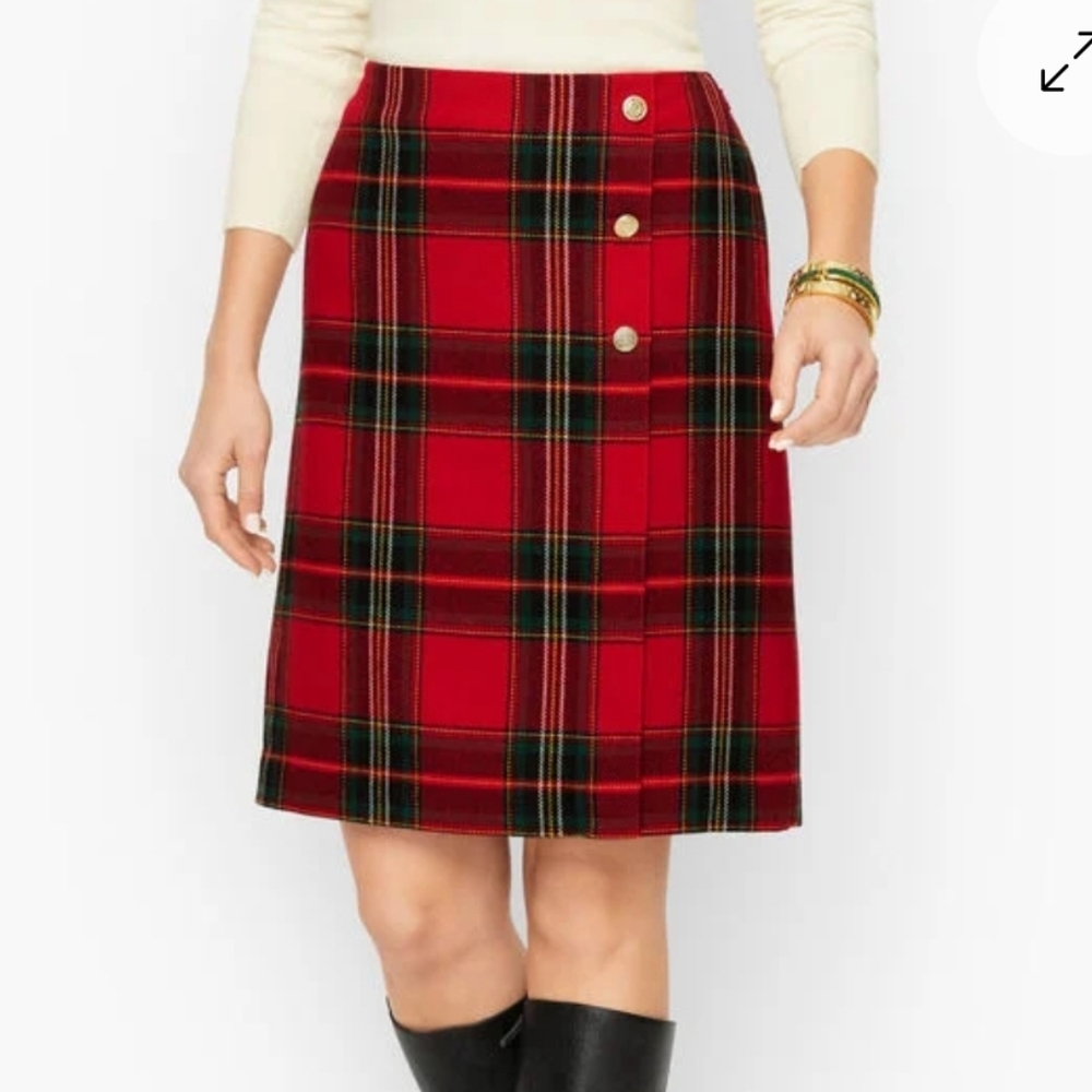 NWT (damaged) Talbots Red Tartan Plaid A-line Skirt Size 22W